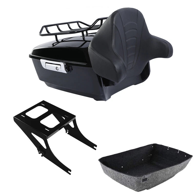 2X King Trunk Backrest Rack for Harley Softail Fatboy (2008–2017)