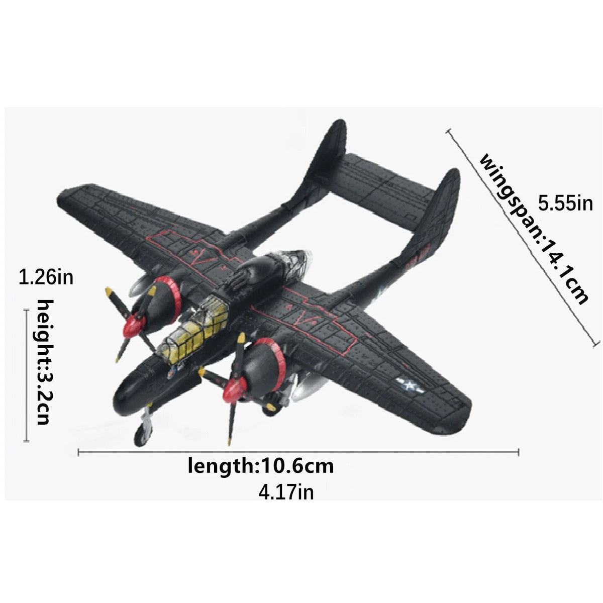 1:144 Scale P-61 Black Widow Bomber Model for WWII USAF (1941–1945)