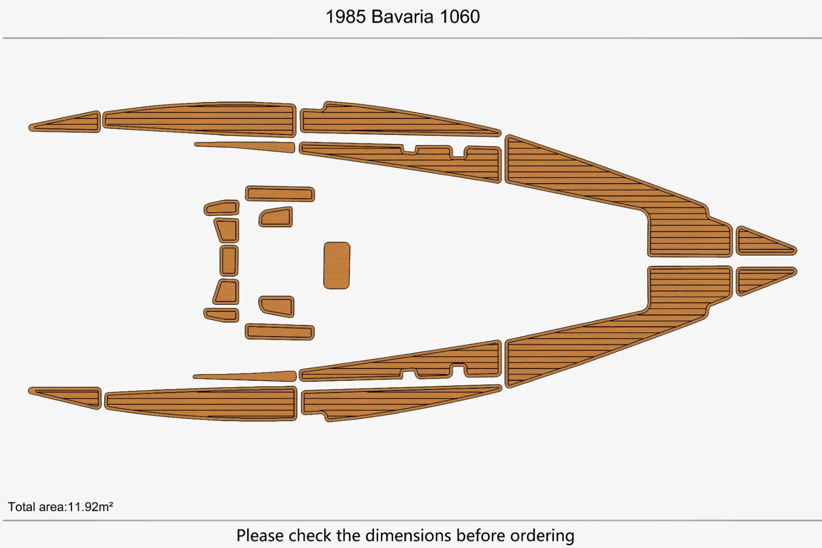 Anti-slip EVA Faux Teak Marine Flooring Pads for Bavaria 1060 (1985)