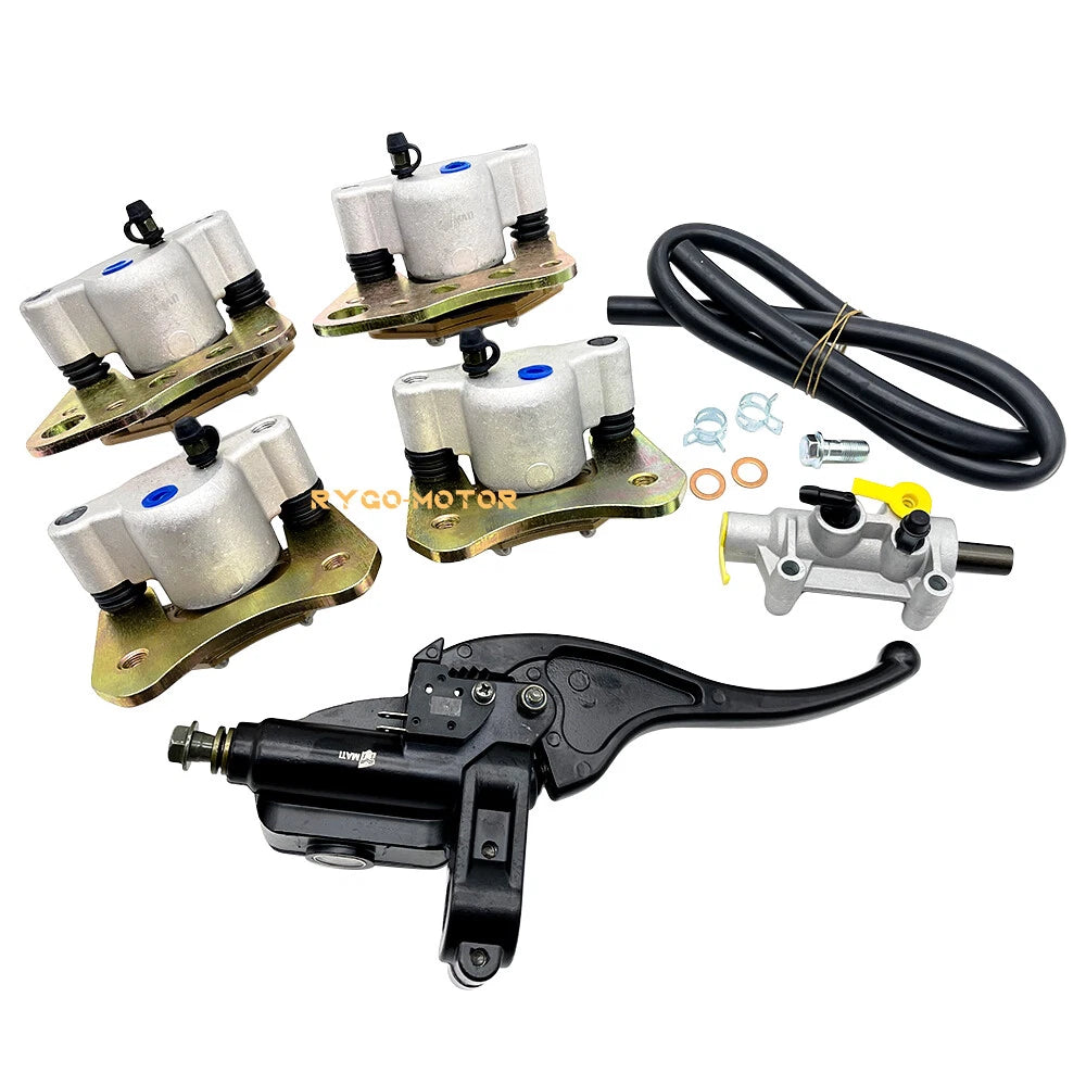 Front Rear Brake Master Cylinders & Calipers W/Pads for Polaris ATP 330 500 (2004–2006)