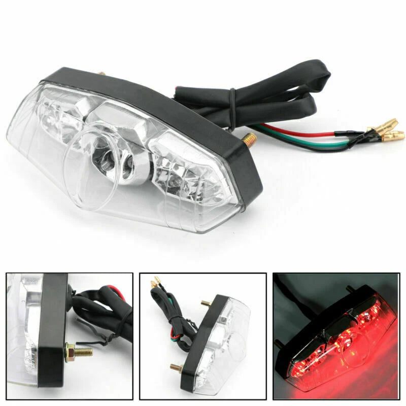 LED Clear Brake Stop Running Rear Tail Light Lamp for Universal Motorcycle T9