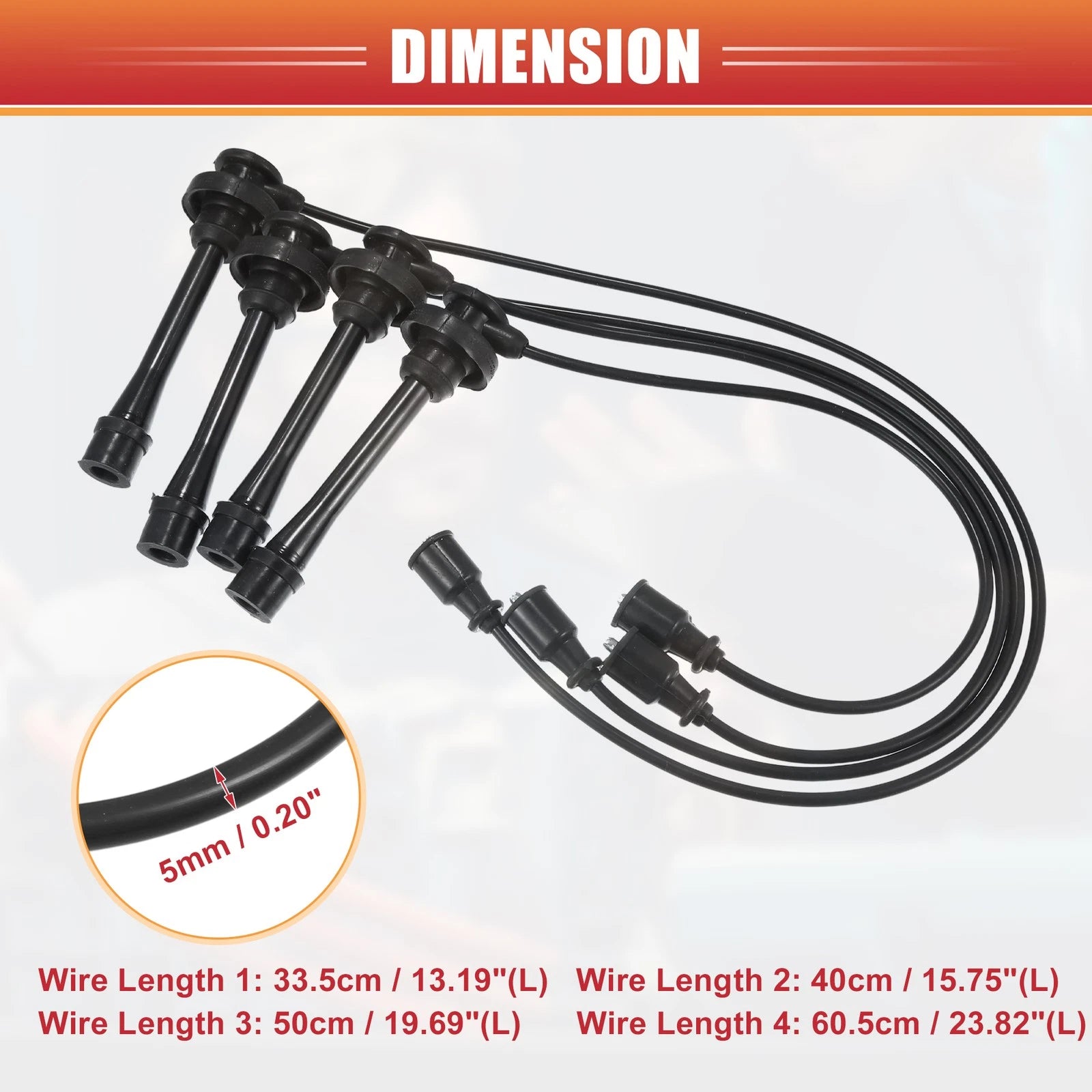 4PCS Spark Plug Wire Set Replacement for Mitsubishi L300 4G63 (1988–1999)