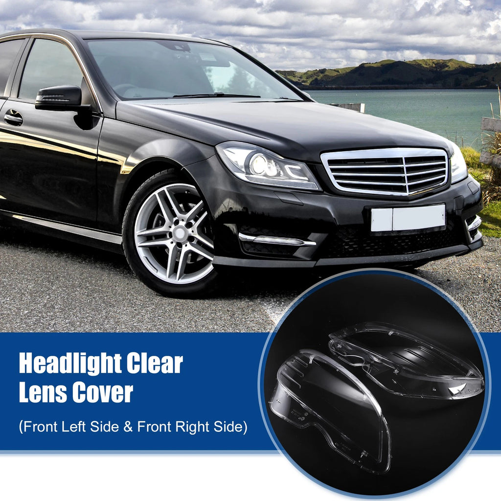 Headlight Clear Lens Cover Replacement for Mercedes Benz C-Class W204 (2007–2014)