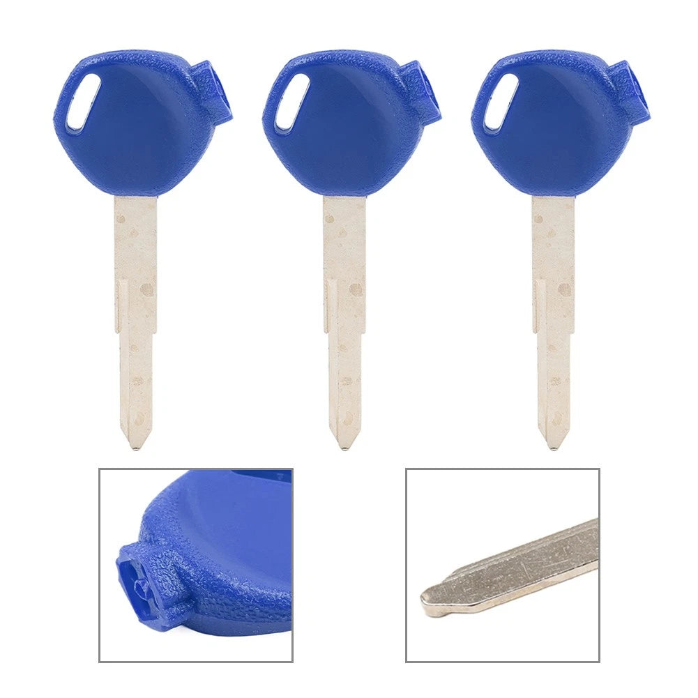 Blank Ignition Key Uncut 3pcs Right Slot For Honda PCX125 150 SH125 150 Blue