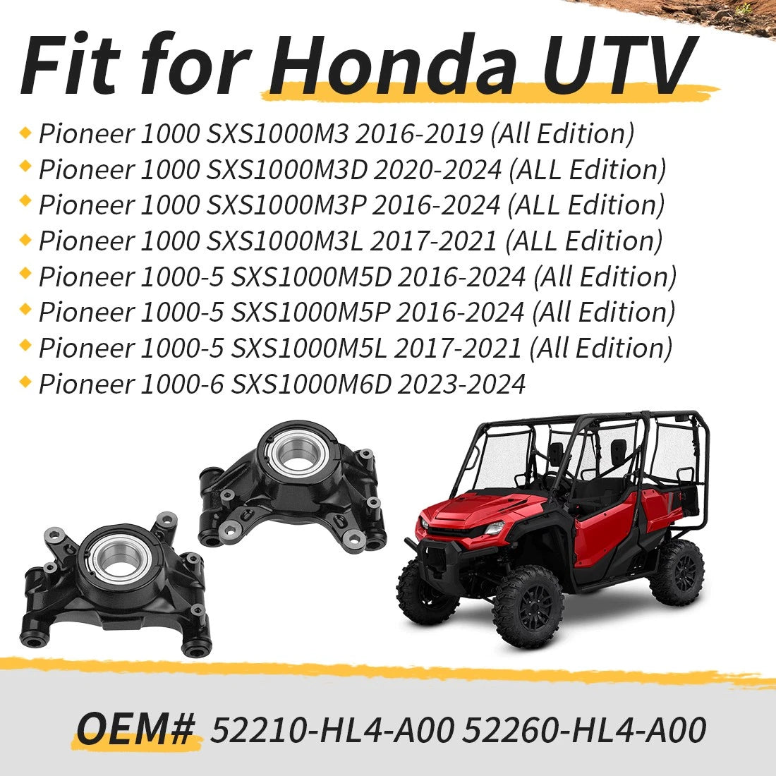 Rear Left Right Knuckle Set w/Bearings for Honda Pioneer 1000-6 (2023–2024)