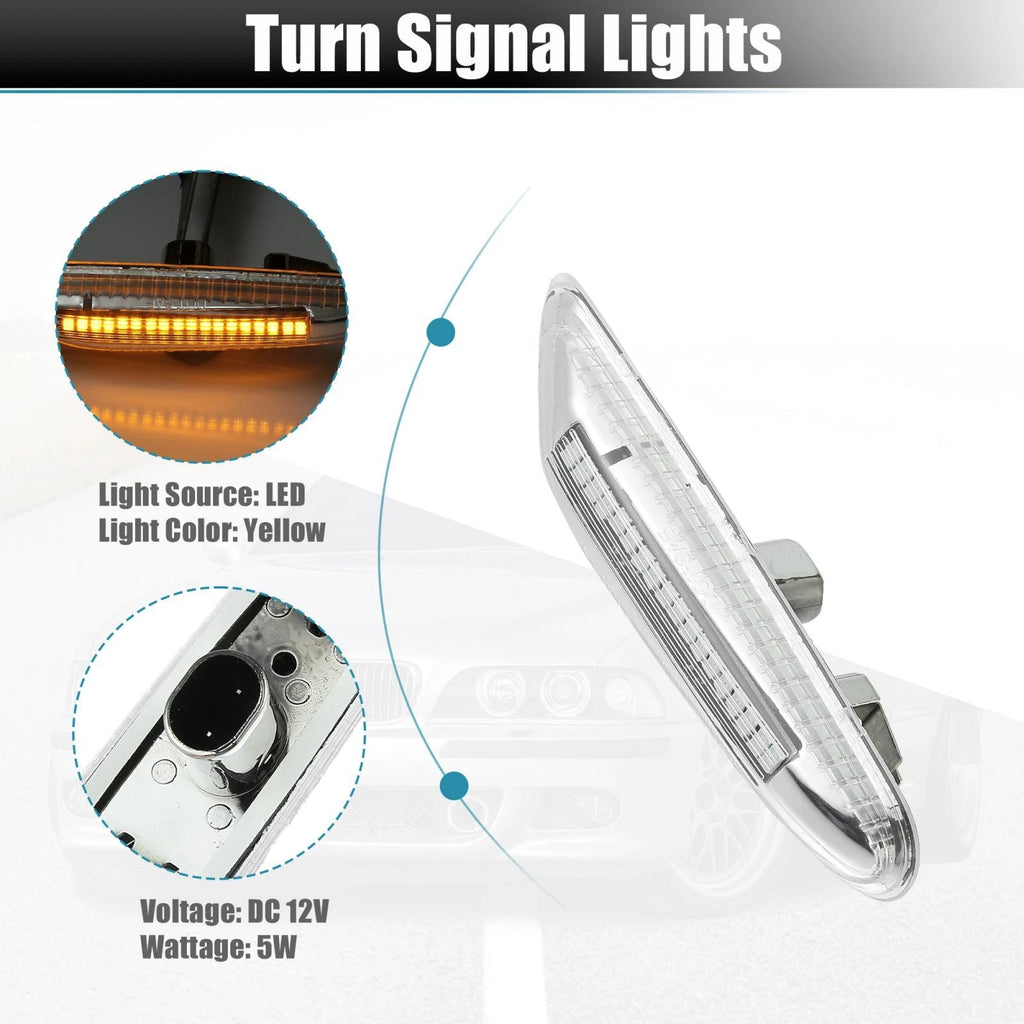 2X LED Side Marker Turn Signal Lights Yellow for BMW E46 E60 (1998–2010)