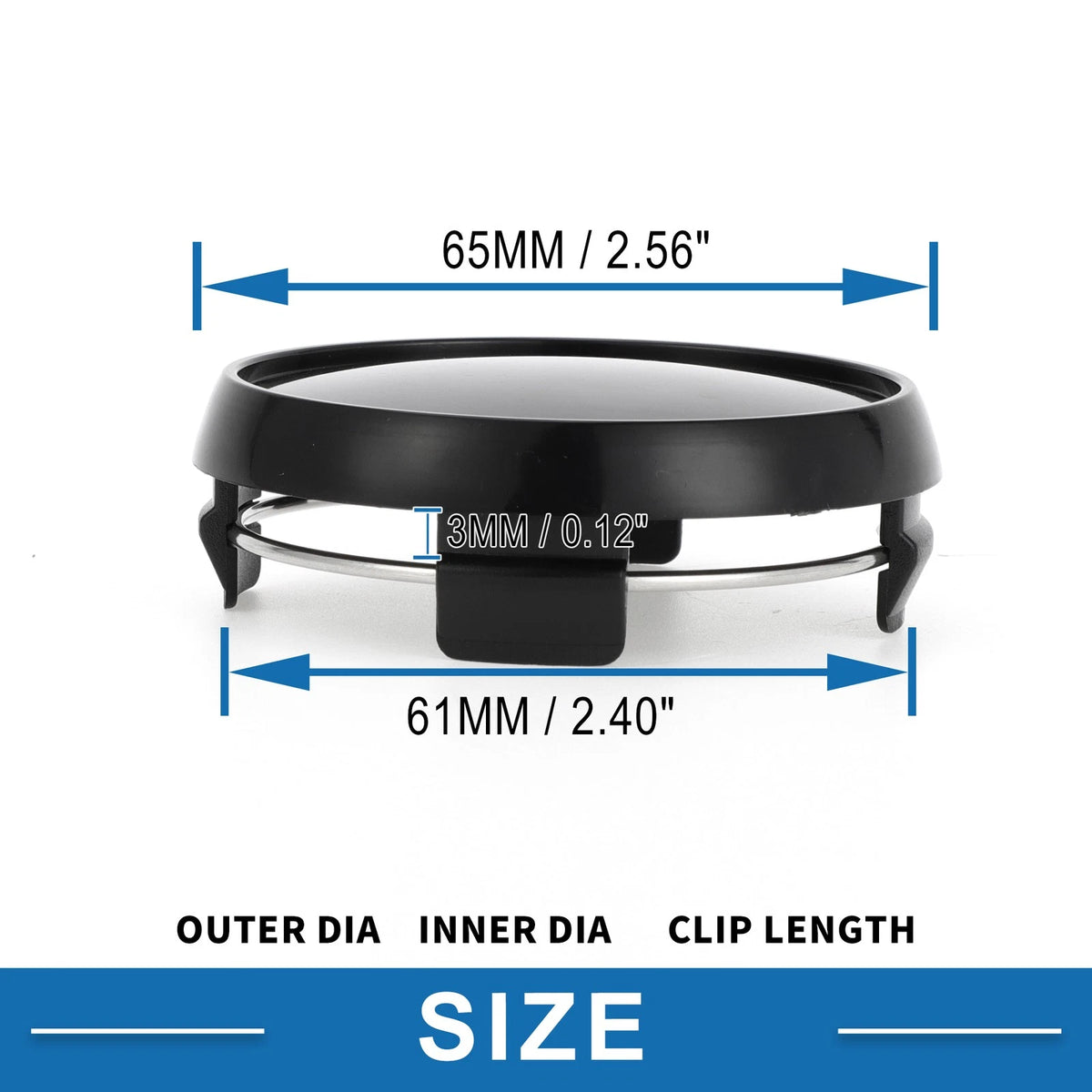 65mm Wheel Center Hub Cap for Universal Fit (Durable Plastic, Black)