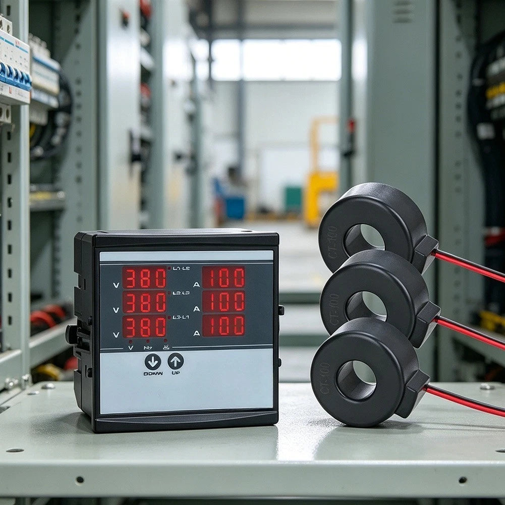 Digital Three-Phase Ammeter 220V AC for Industrial Panels