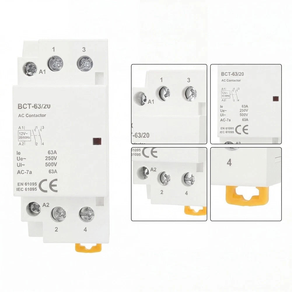 2X 12V 2-Pole AC Contactor 63A for HVAC Motor Pump Applications