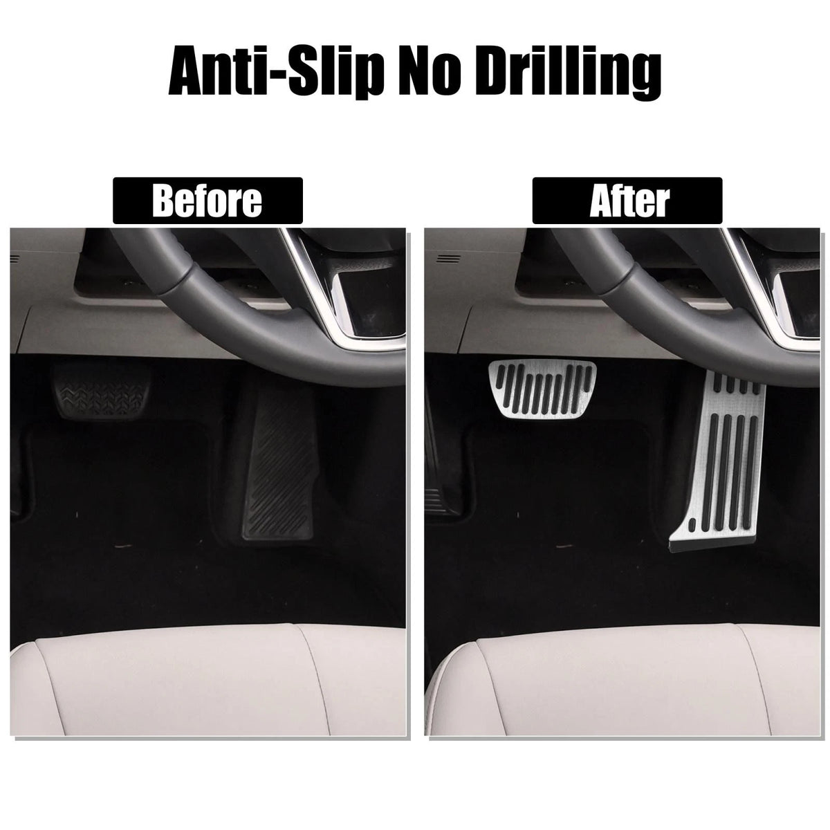 Anti Slip Brake and Accelerator Pedal Pads Kit for Toyota Silver Tone (2019–2024)