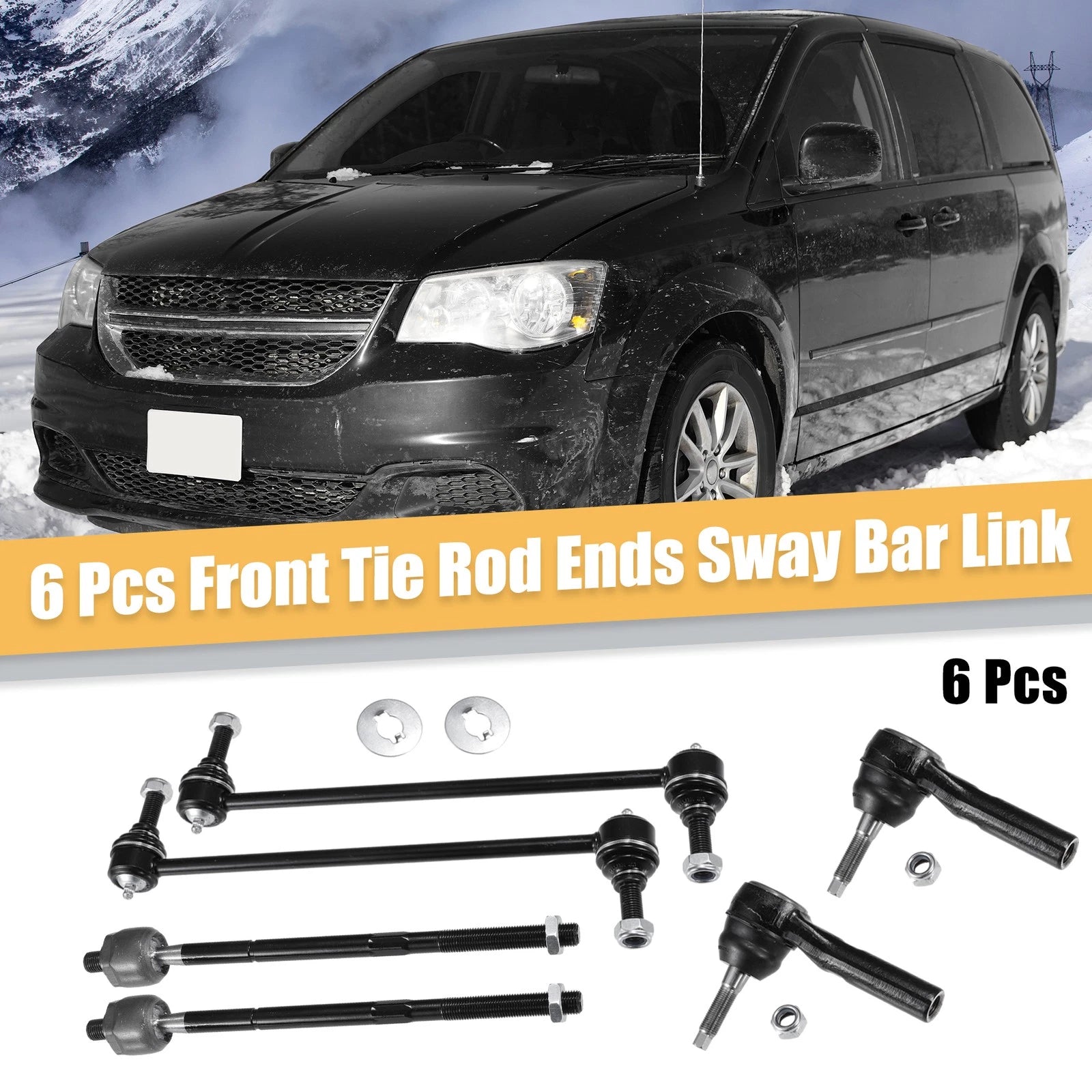 6pcs Front Inner Outer Tie Rod End Link Sway Bar Link for Chrysler Voyager (2001–2003)