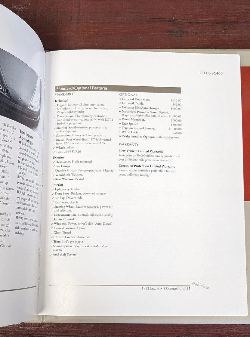 3-Ring Binder for Jaguar Sedan & XJS (1992)