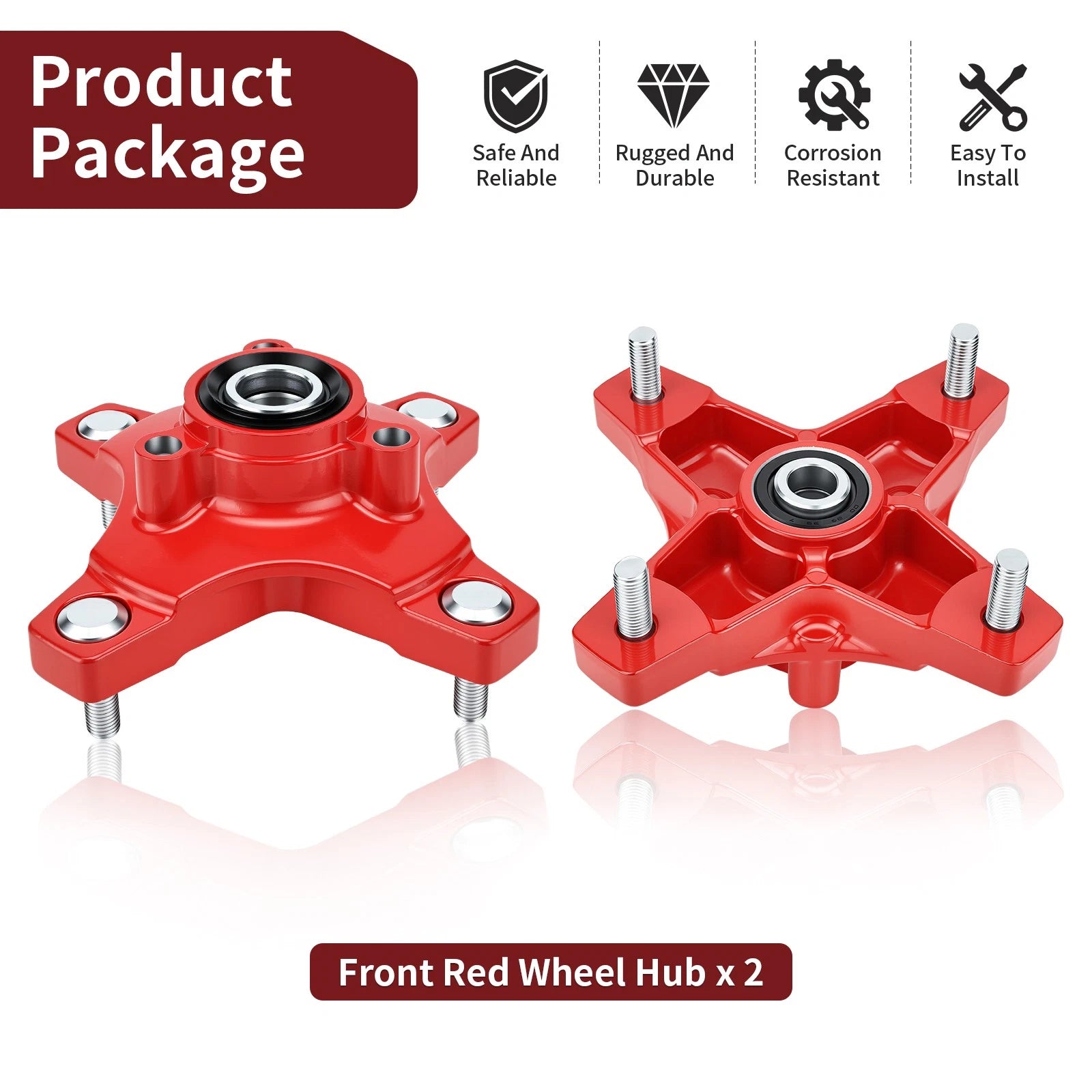 Set of 2 Front Left & Right Wheel Hubs Red 44615-HN6-A20 for Honda TRX400X (2009-2014)