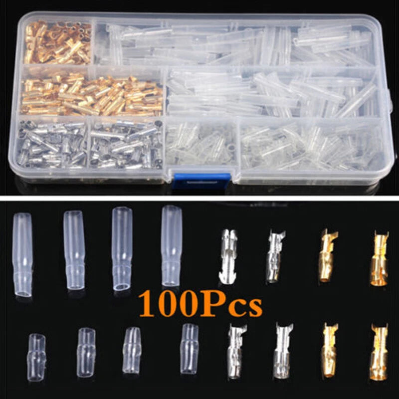 400Pcs Motorcycle Wiring Harness Bullet Connector Male & Female 3.9mm
