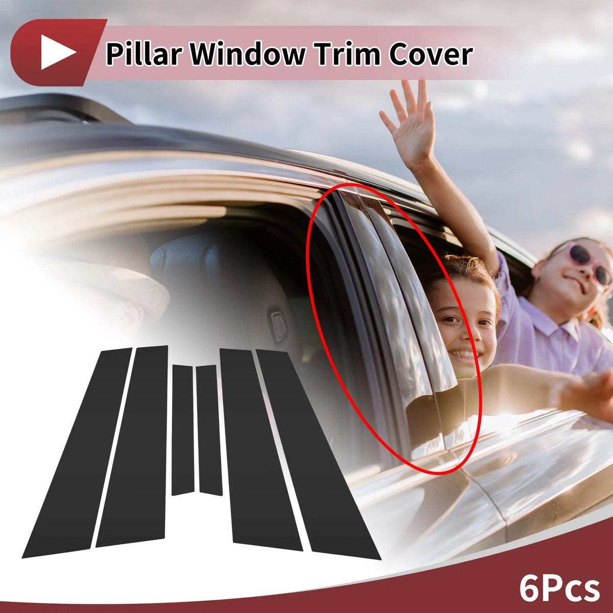 Door Pillar Window Trim for Volvo S60 (2021–2023) Black Left Right