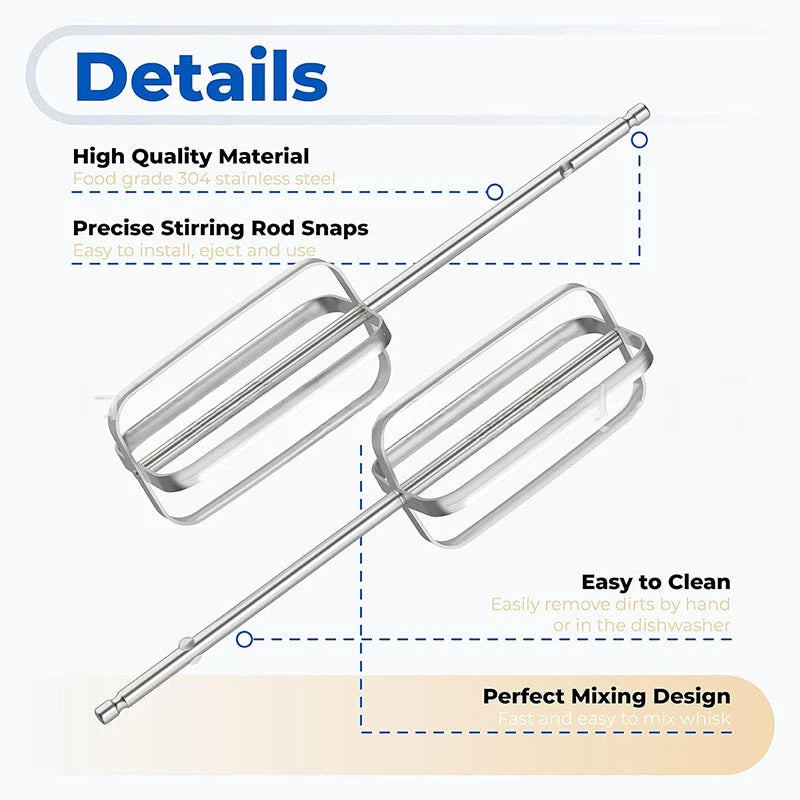 Stainless Steel Egg Beater for Beach Handheld Mixer (Turbo Blade Design)
