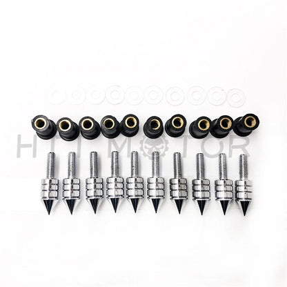 10X Windshield Bolts Screw Kit for Honda Suzuki Yamaha Kawasaki (Chrome)
