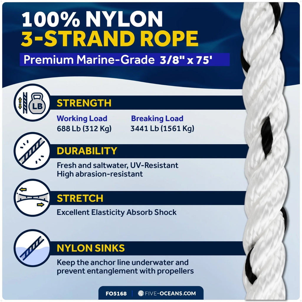 3/8" x 75' Anchor Rode with 1/4" x 3' Galvanized Chain