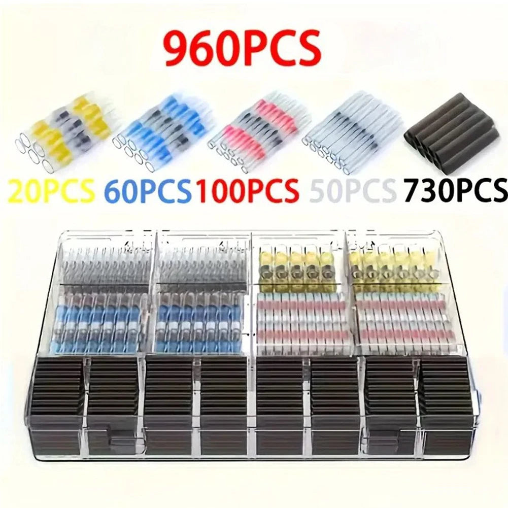 960pc Heat Shrink Butt Crimp Terminals Electrical Connectors