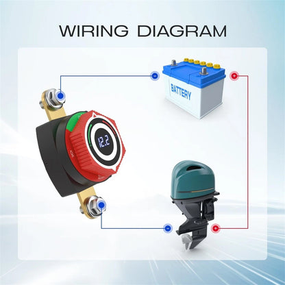 Side Post Battery Disconnect Switch for Universal Vehicles (12V) with LED Voltmeter