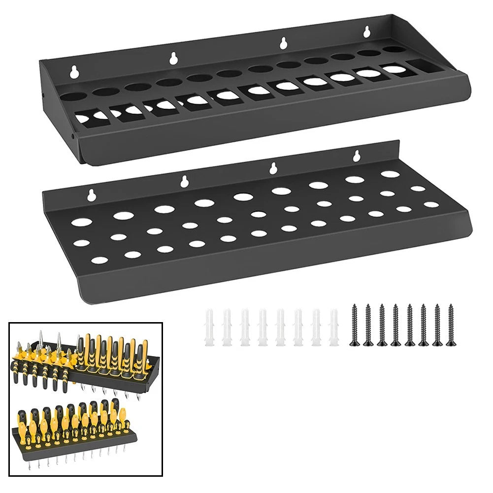 Set of 2 Heavy Duty Wall Mounted Storage Racks for Tools