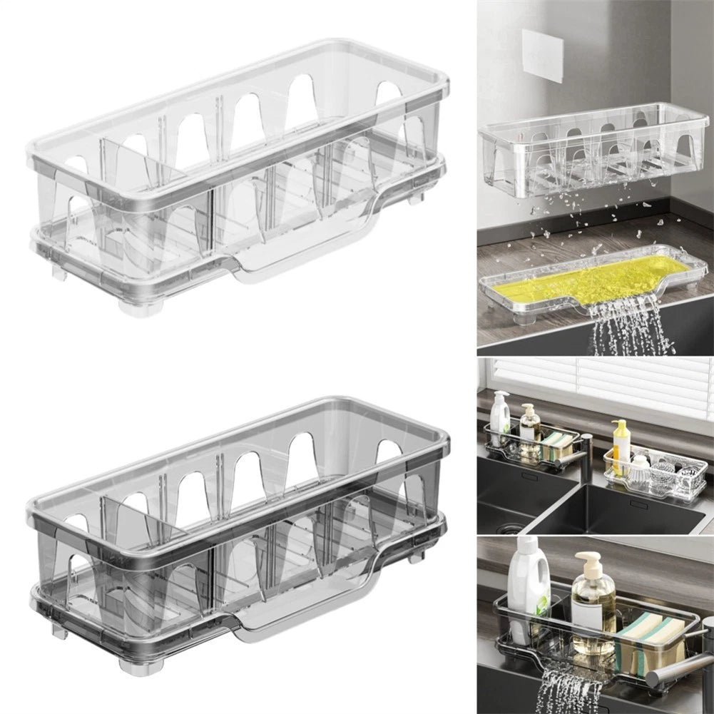 Sleek Sink Caddy Organizer with Drip Tray for Sponges