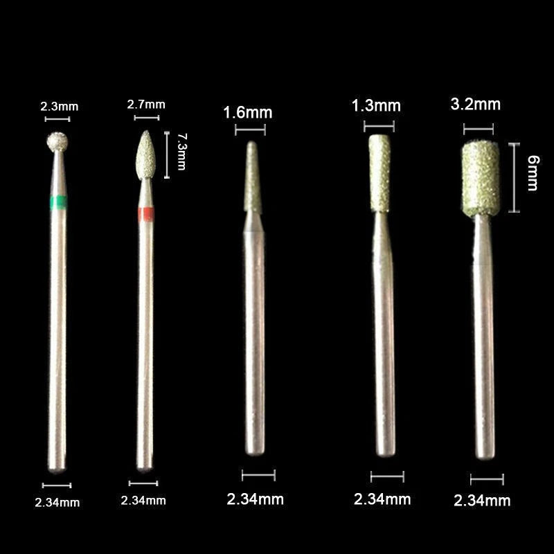 Nail Drill Bits Set of 5 Silver Carbide for Manicure Pedicure