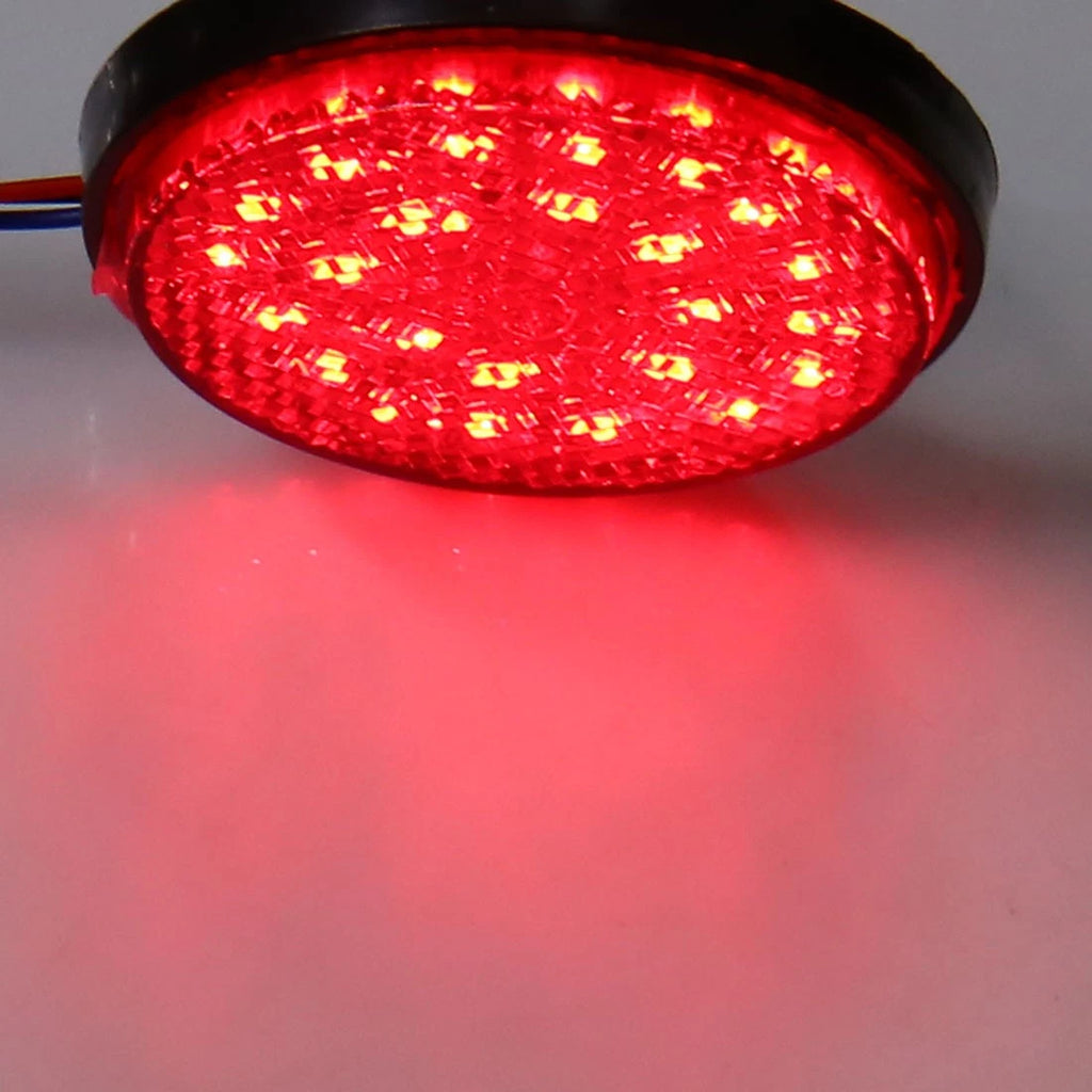 2X Round Red LED Motorcycle Reflector Tail Brake Light Lamp