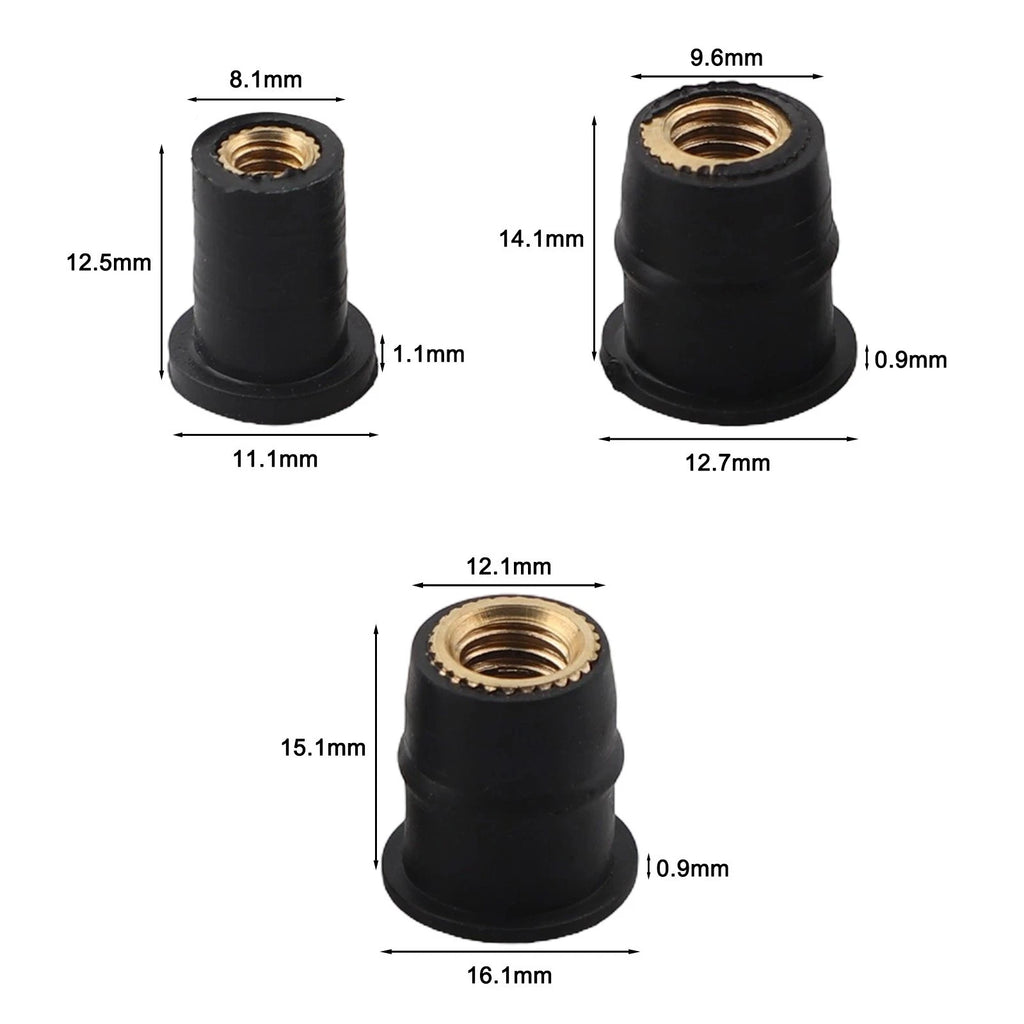 Set of 30 Neoprene Well Nuts for Motorcycle ATV Windshield Replacement