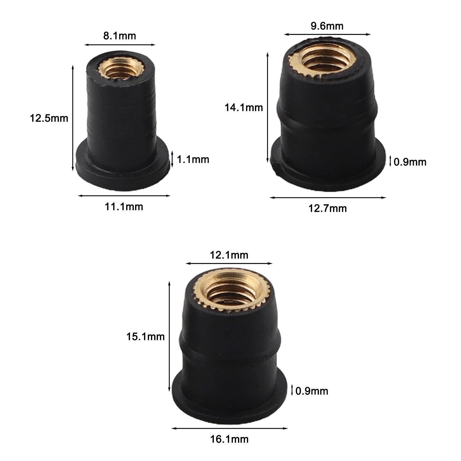 Set of 30 Neoprene Well Nuts for Motorcycle ATV Windshield Replacement