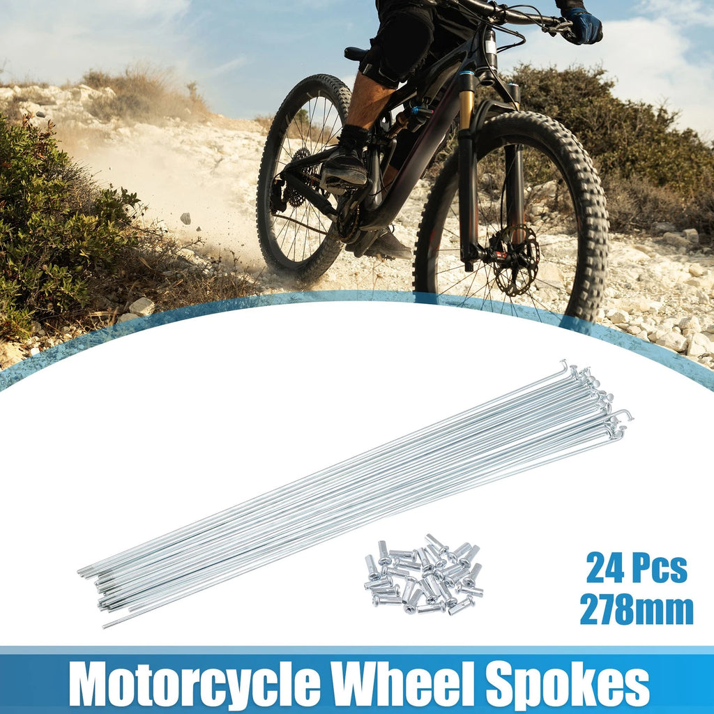 24pc J Bend Galvanized Bicycle Spokes with Nipples 278mm for 13G (10.94")