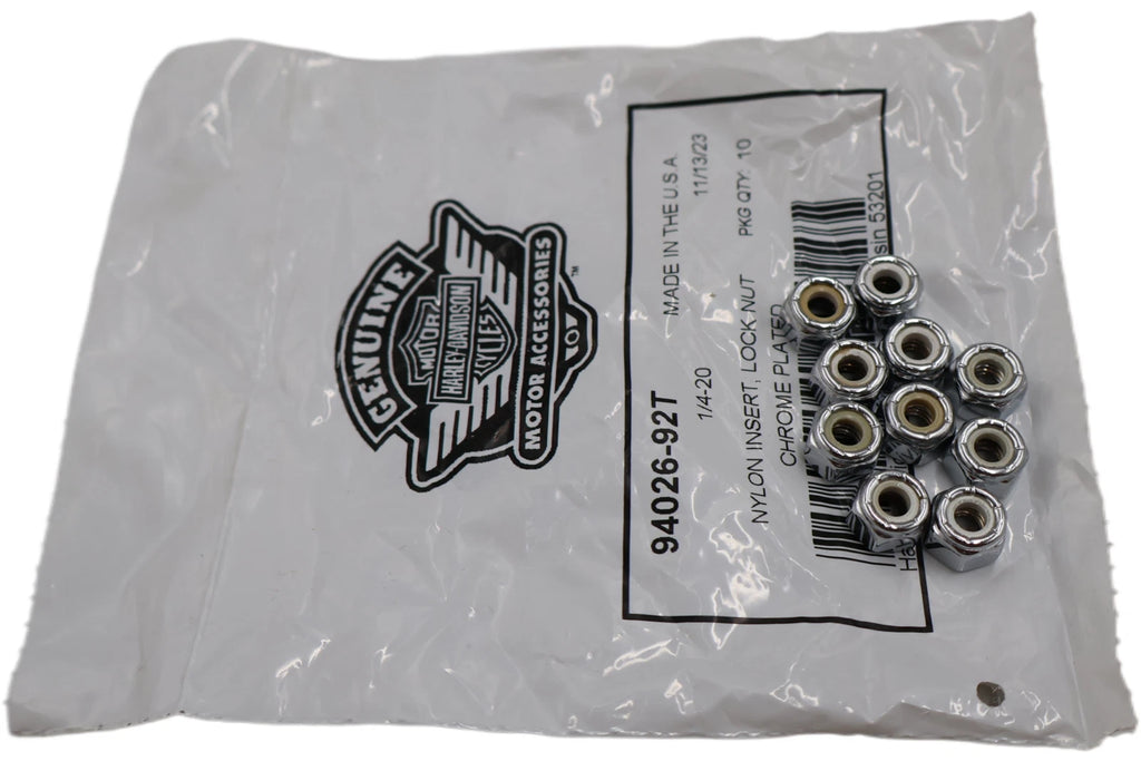 10-Pack Nylon Insert Lock Nut for Harley-Davidson (OEM 94026-92T)
