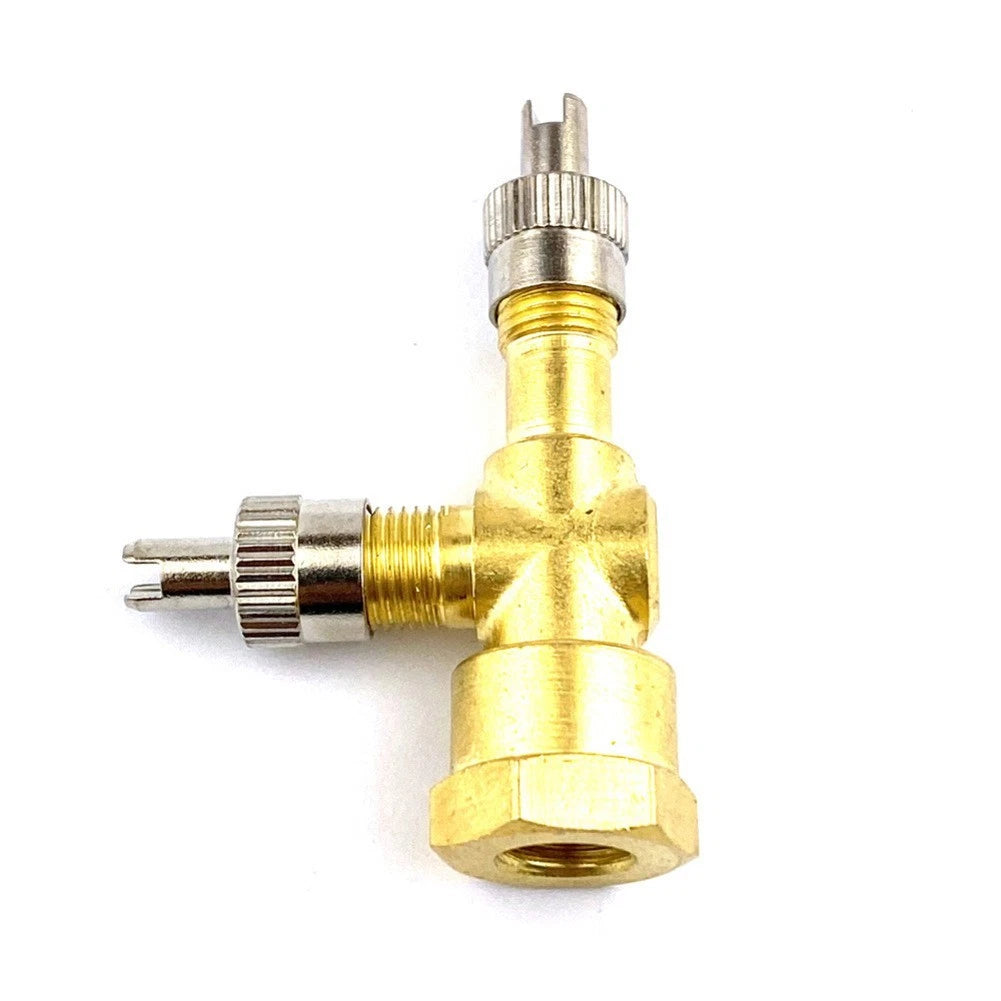 3-Way TPMS Valve Tee Adapter with 4 Air Release Valves for Vehicle Use