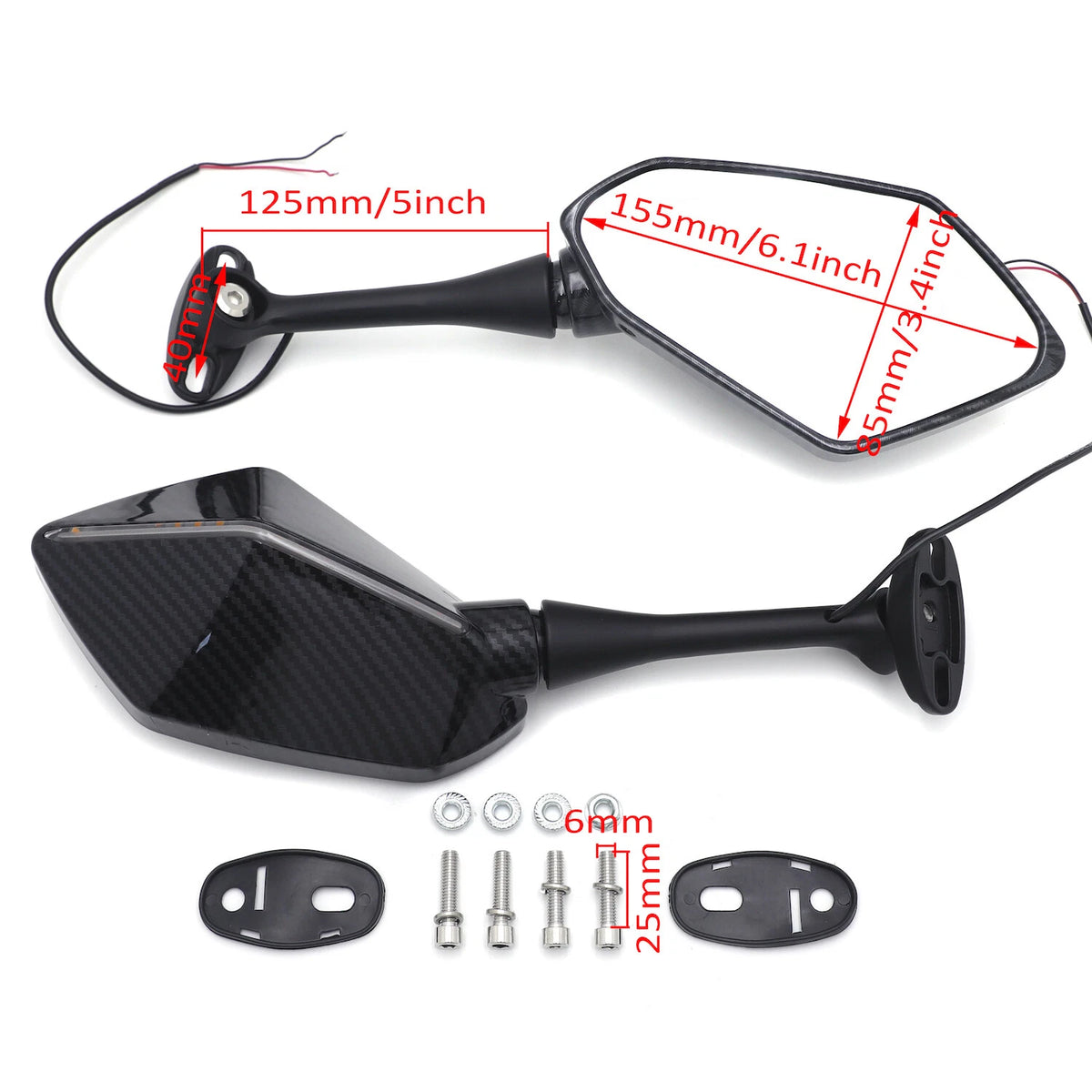 LED Indicator Rearview Racing Mirror for Honda CBR600RR (2003–2022), CBR1000RR (2004–2007)