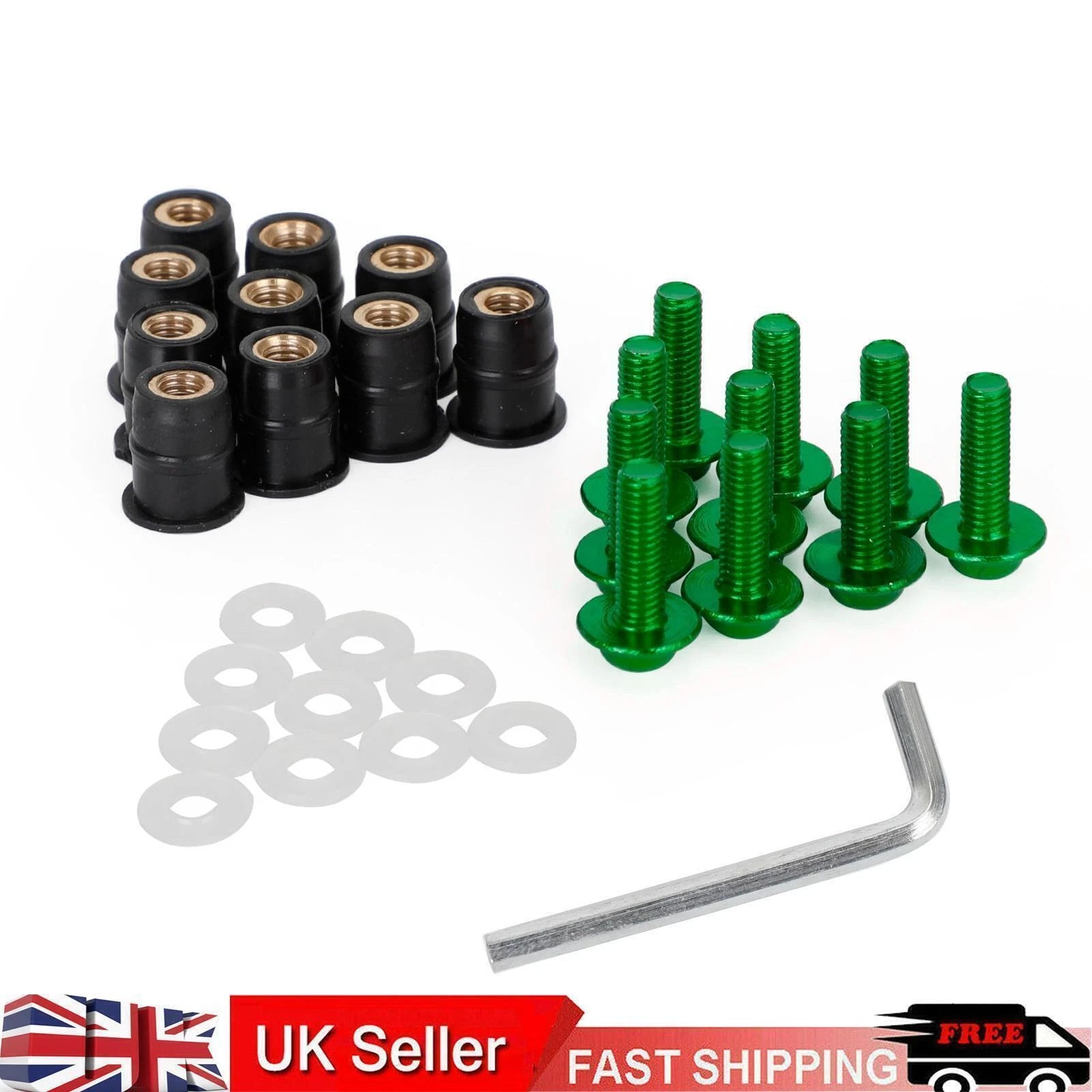 10 Pack Wind Screen Shield Screws & Washers for Motorcycle (M5x16mm)