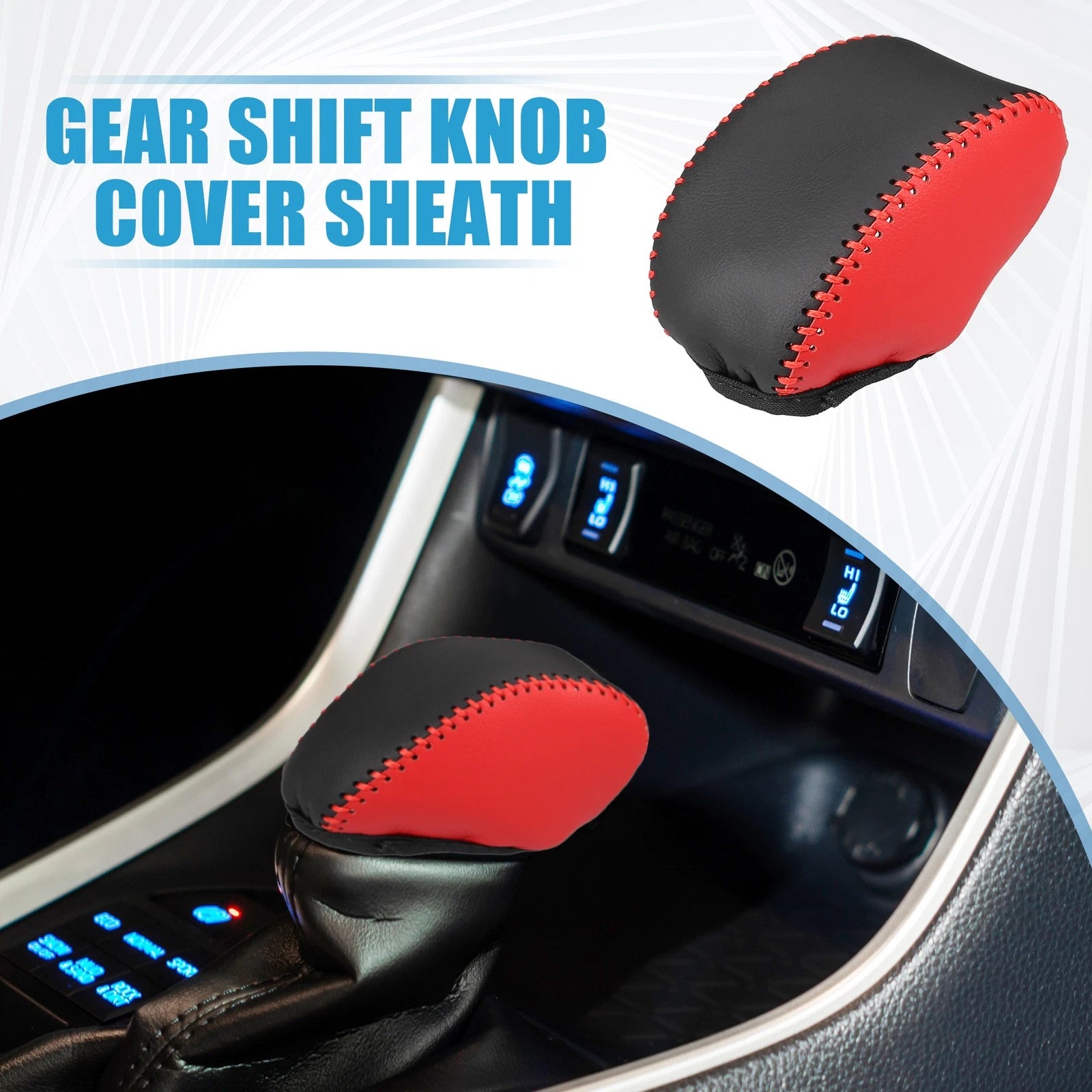 Automatic Gear Shift Knob Cover for Toyota RAV4 (2019–2023) Black Red