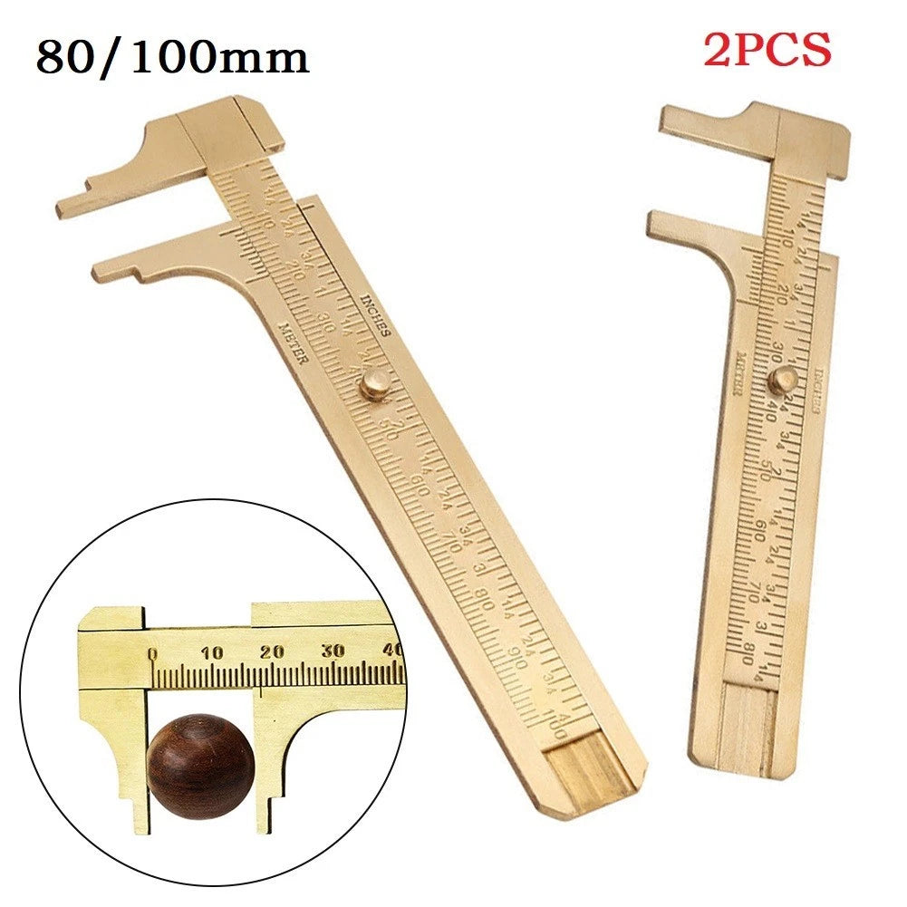 2X Brass Scale Sliding Gauge Vernier Caliper Ruler Measuring Tool