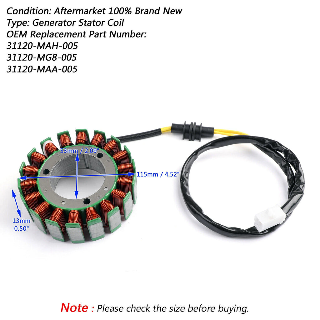 Alternator Stator for Honda VT 1100 C Shadow ACE Aero Sabre Spirit (1985–2007)