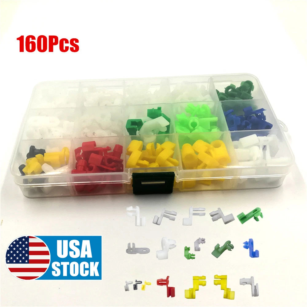 160Pcs Universal Plastic Car Door Lock Rod Cable Clip Fasteners