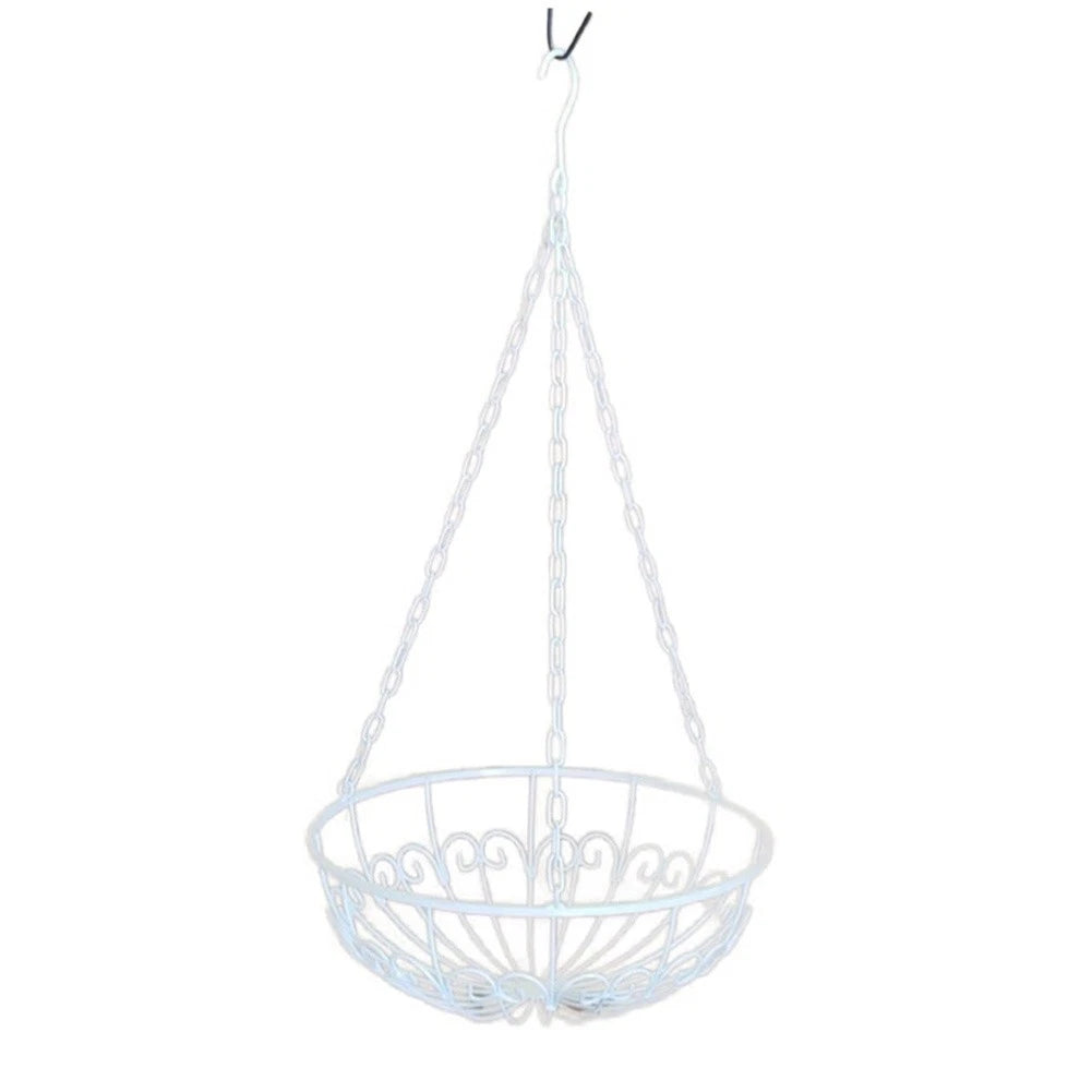 Hanging Basket for Home Decor - White Wall Mounted Iron Planter