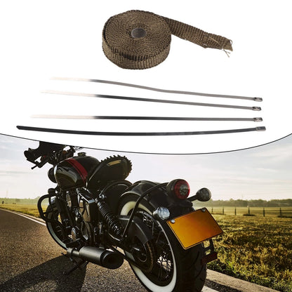 5M Motorcycle Exhaust Heat Insulation Wrap with Steel Straps