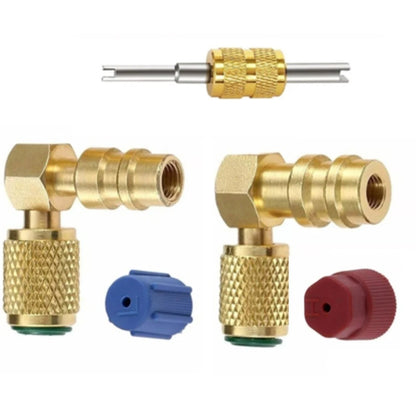 AC R12 to R134A Adapter Kit for Universal Vehicles (90 Degree Brass)