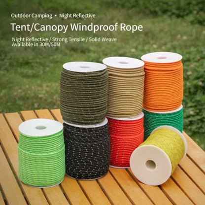 50m Reflective Guyline for Camping Tents Tarps 4mm Nylon Windproof
