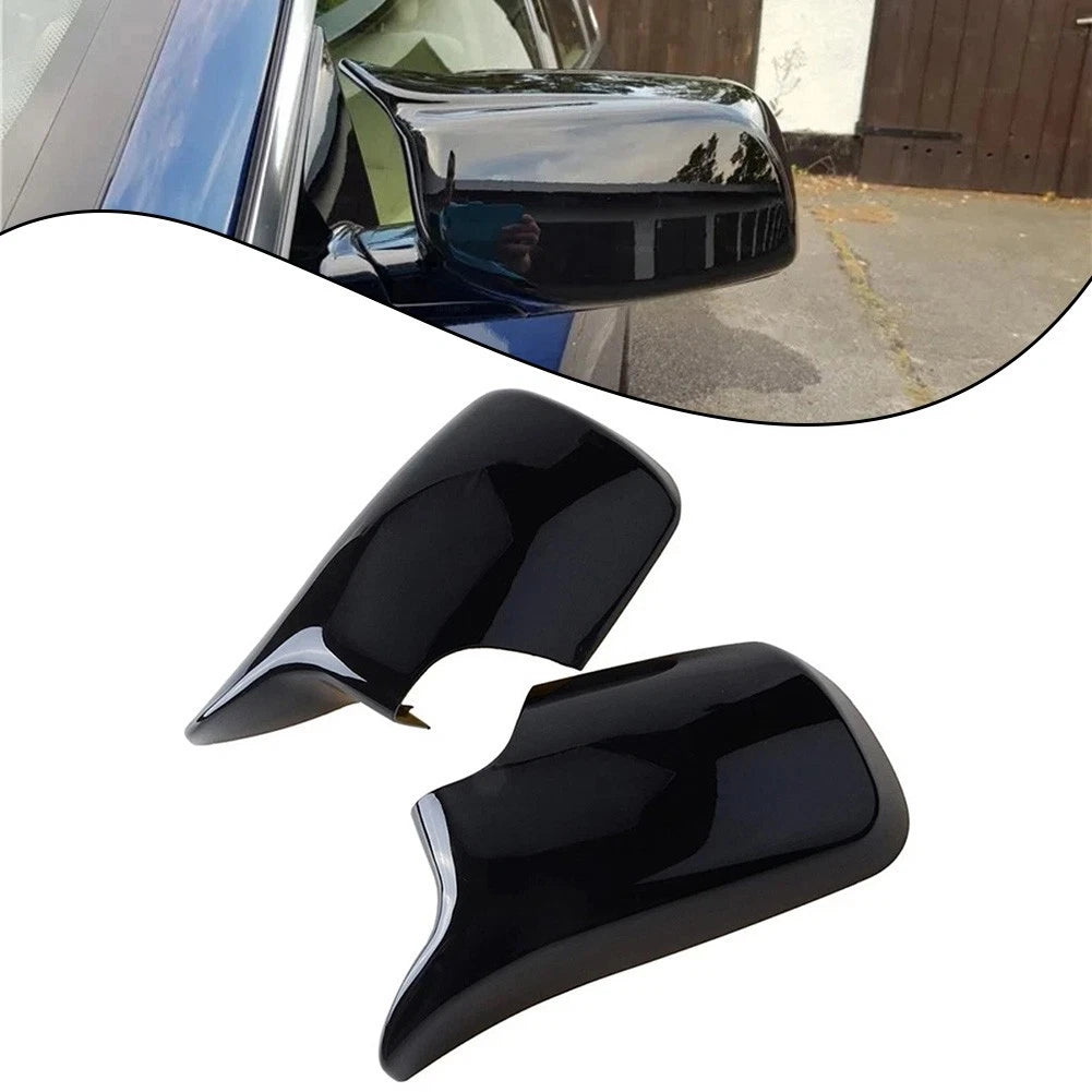 Gloss Black Side Mirror Cover for BMW E46 Sedan, E39 5 Series (1998–2006)