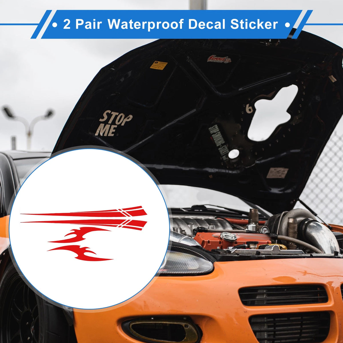 2 Pair Racing Stripes Bumper Sticker Decal for Universal Cars (270x23.5cm)
