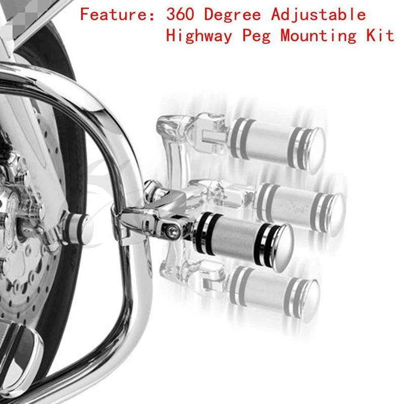 32mm Engine Guard Highway Footpeg Mount Kit for Motorcycle (360° Adjustable)
