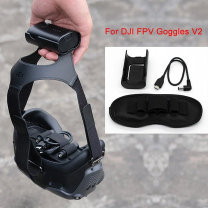 Charging Cable with Storage Dust Pad & Battery Case for DJI FPV Combo Goggles V2