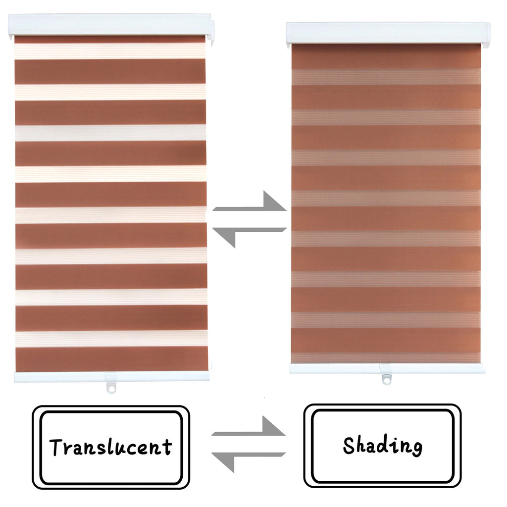 Zebra Roller Blinds for 52" Windows (Cordless, Dual Layer, Sheer Privacy)