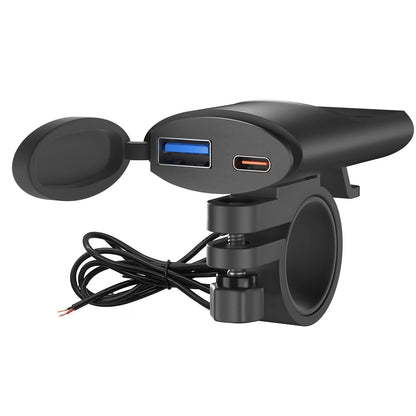 USB Charger Adapter for Motorcycle (Waterproof, USB A + Type C)