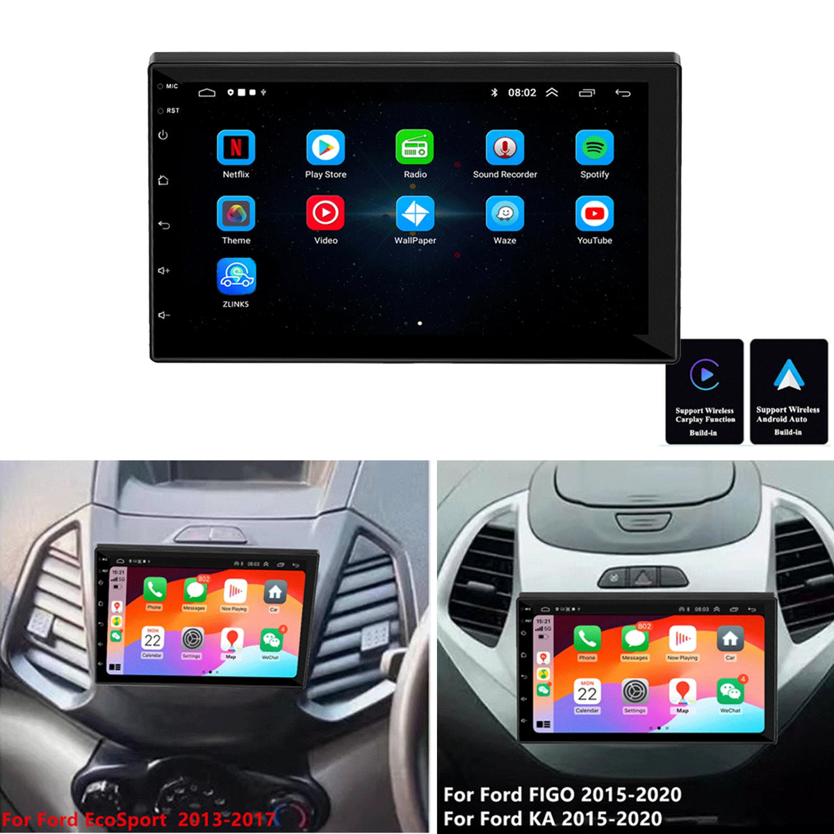 7" Android 15 Stereo Radio NAV GPS For Ford Figo KA 2015-2020 EcoSport 2013-2017